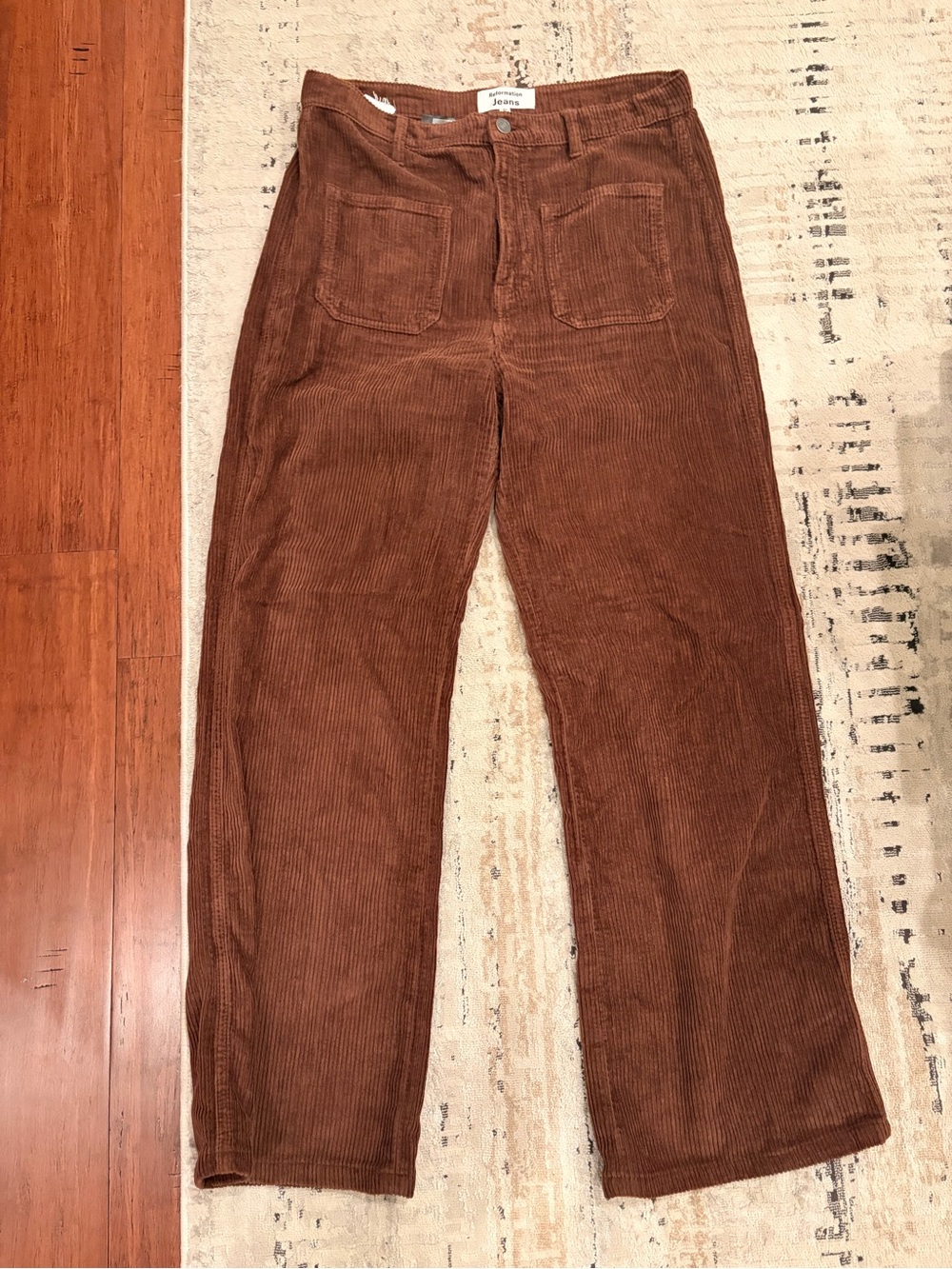 Reformation Corduroy Straight-Leg Pants in Brown